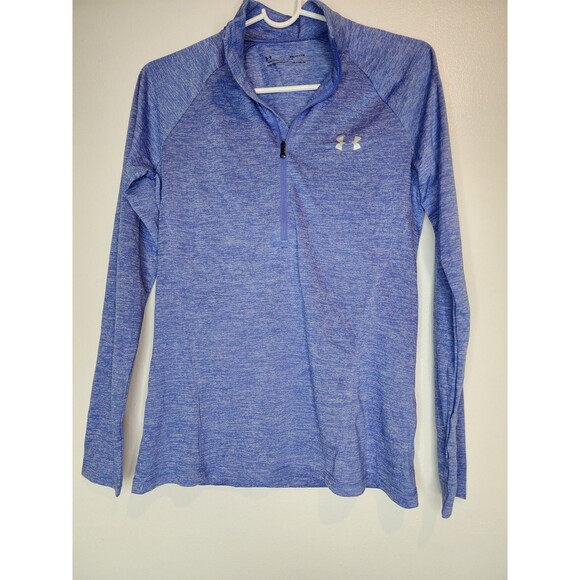 Under Armour Women's Size Small 1/4 Zip Logo Pullover Blue - Picture 2 of 4